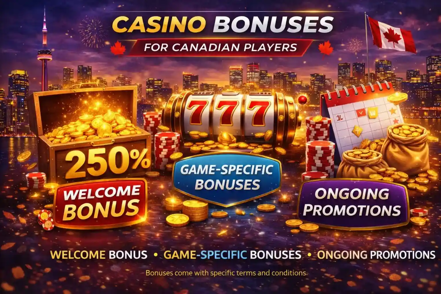Welcome bonus game rewards and ongoing promotions for Canadian players