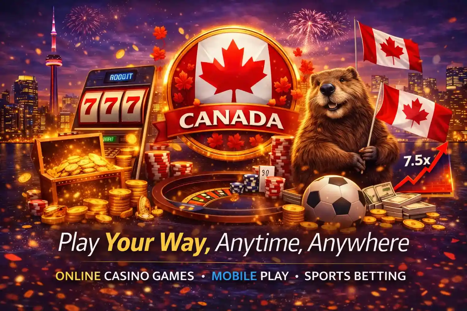 Online Casino Canada Canadian online casino scene with slots, sports betting and golden coins