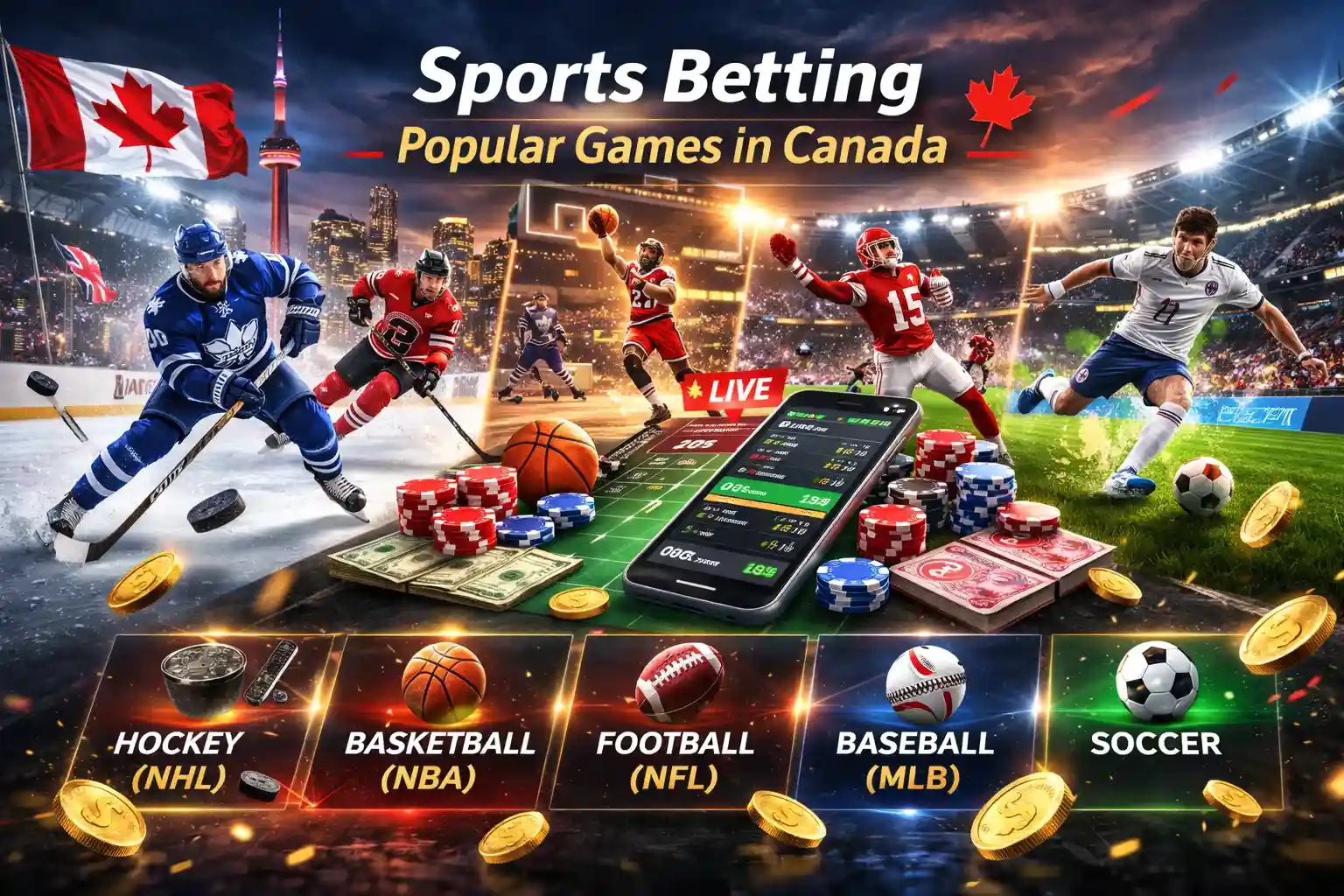 Hockey basketball football and soccer betting scene for Canada